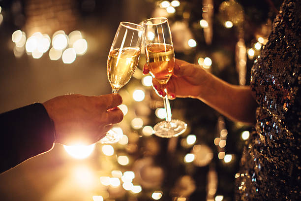 Couple shares champagne
