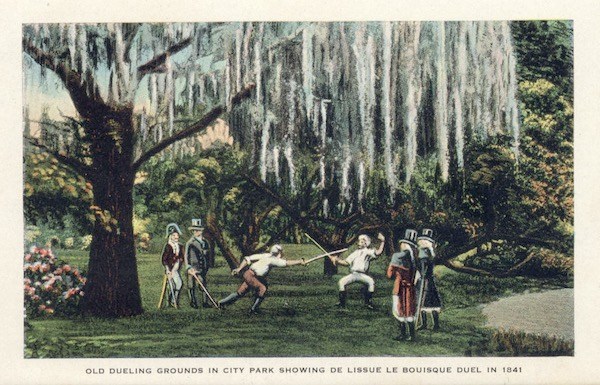 Gentlemen duel under oaks